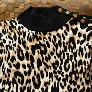 Calvin Klein Black and Cream Leopard Print Sweater